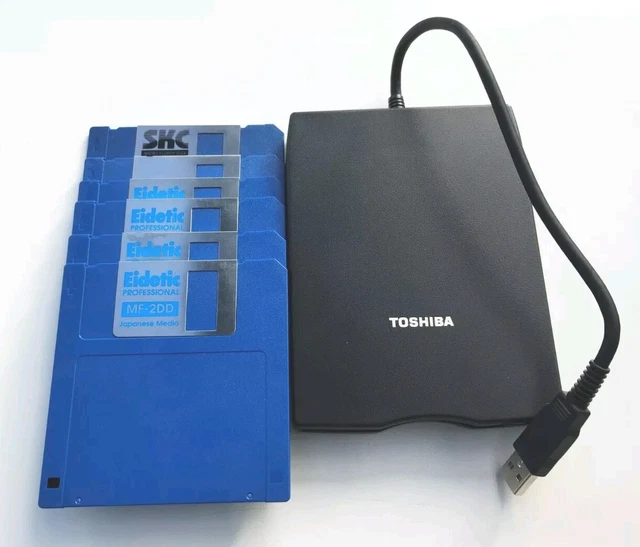TOSHIBA USB FLOPPY Disk Drive PA3109U-1FDD USB FDD Kit + 6 Floppy Disks ...