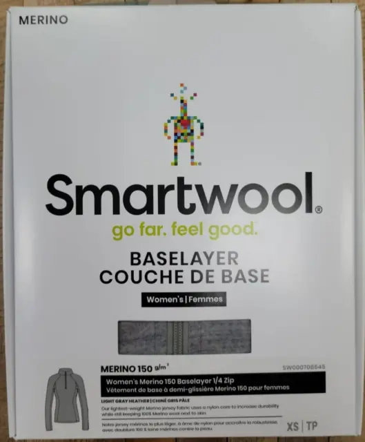 Smartwool Women's Base Layer Classic Merino 150 1/4 Zip Light Gray Size XS