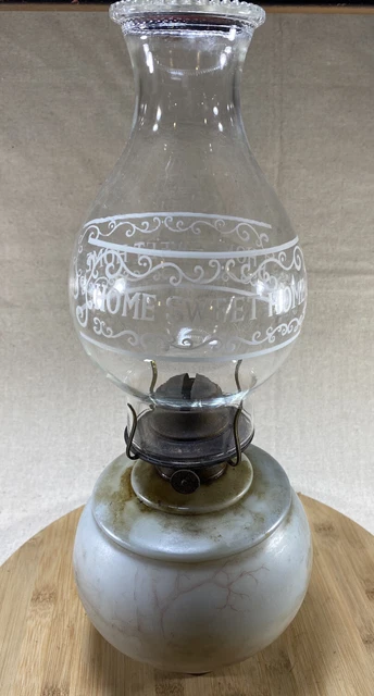 Vintage Home Sweet Home Glass Chimney & Eagle USA Oil / Kerosene Lamp!