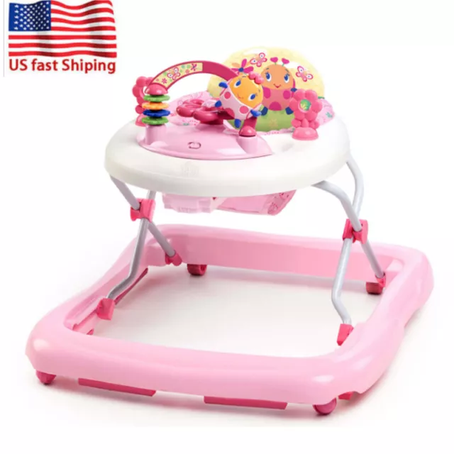 Girls Baby Walker with Activity Station Infant Walking Toy 3 Adjustable Height