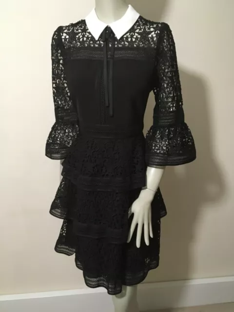 TED BAKER STARH Star Lace Ruffle Dress Black 5 UK Size 16 BNWT 95.00 PicClick UK