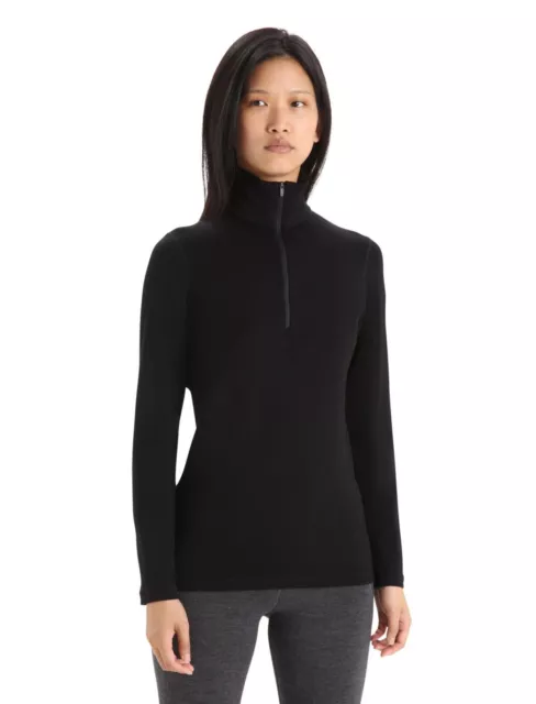 Icebreaker Women's Merino 260 Tech Long Sleeve Half Zip Thermal Top (Black,XL)