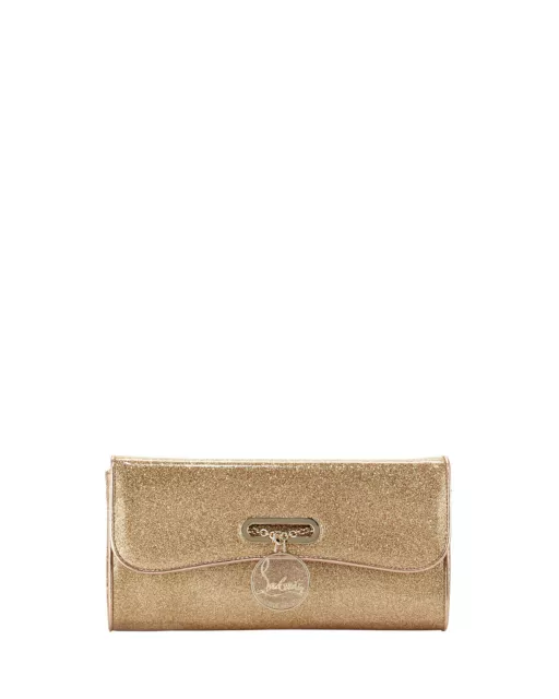 100% Auth New Christian Louboutin Riviera Gold Glitter Clutch Bag/Handbag/Purse