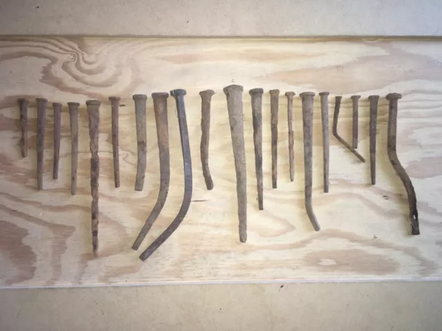 Lot of 20 Antique 1800s Square Nails 2"- 6" Length Square Head Idaho City, Idaho
