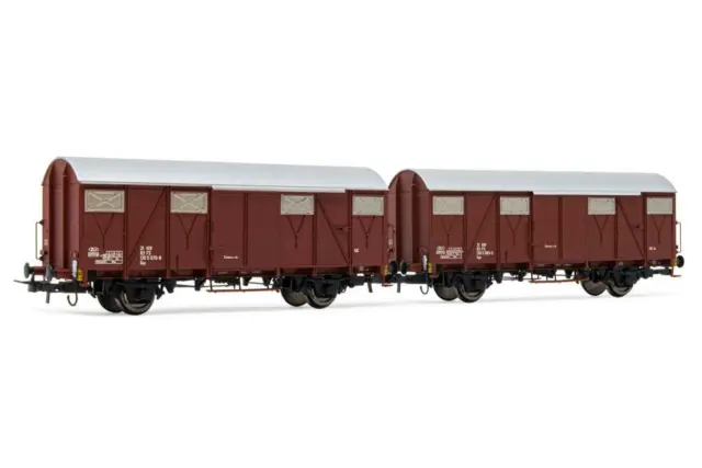 Rivarossi HR6505, 2tlg. Set gedeckte Güterwagen, FS, Neu & OVP, H0