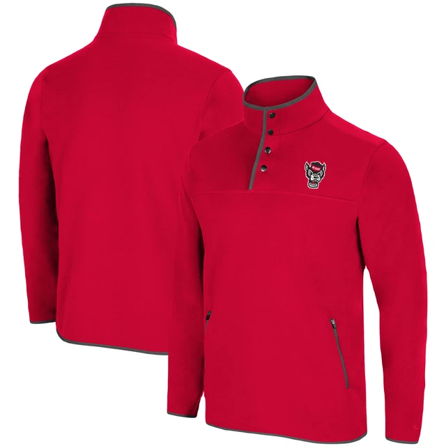 Men's Colosseum Red NC State Wolfpack Rebound Snap Pullover Jacket