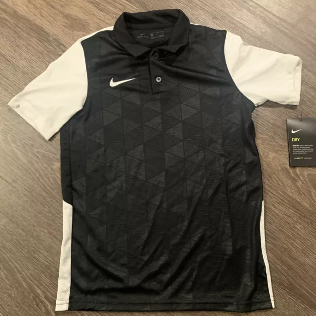 NWT NIKE PERFORMANCE DRI-FIT BOYS SHORT SLEEVE Athletic SHIRT Polo Small Black