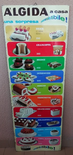 ALGIDA ANNI60 70 tabella insegna cartello gelati torte gelato latta ... ALGIDA ANNI60 70 tabella insegna cartello gelati torte gelato latta ...