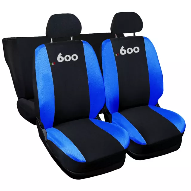 Coprisedili Compatibili 600 Seicento Fodere Auto Sedili Bicolore Nero/Blu Royal