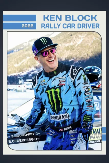 Ken Block Rally Car Driver Custom Made Retro Style Art Trading Card