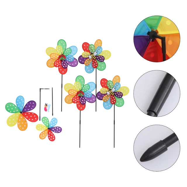 5Pcs Doppel Schicht Windmühle Spielzeug Sunflower Windrad Wind für Hof