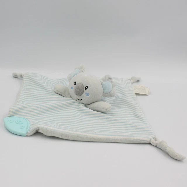 Doudou plat koala bleu blanc gris rayé - 27591