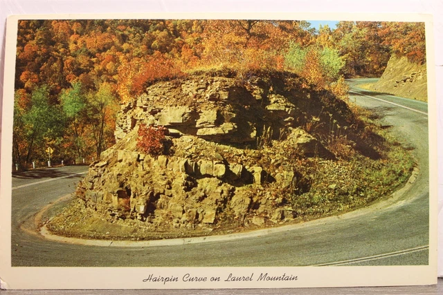 West Virginia WV Laurel Mountain Hairpin Curve Postcard Old Vintage Card View PC