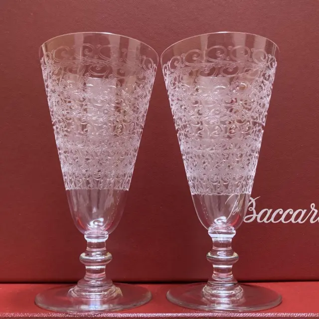 Baccarat Crystal Rohan Champagne Glass Pair With Box
