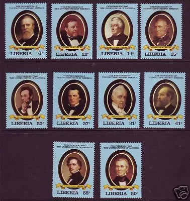 Liberia Sc 912-921 MNH, 1981 US Presidents, VF+ (10)