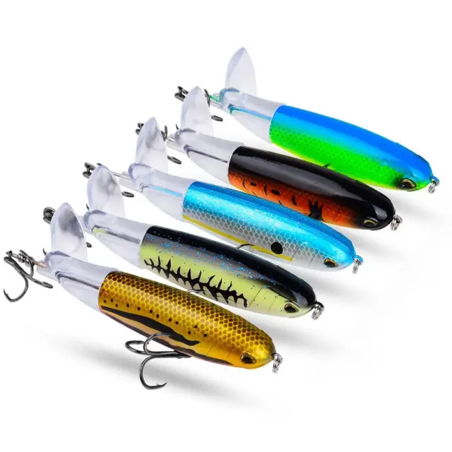 11.5CM TOPWATER FISHING Lure Artificial Bait Hard Plopper Soft Rotating  Tail A2V $7.18 - PicClick AU
