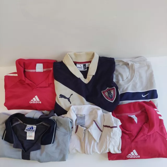 Bulk mens & womens lot of 6 sports shirts assorted sizes Adidas Puma Nike