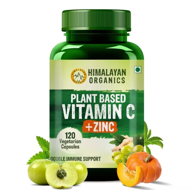 Himalayan Organics Plant Based Vitamin C with Zinc (120 Capsules) Amla Extract