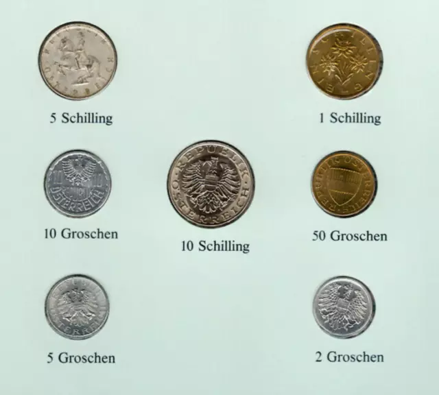 Coin Sets of All Nations Austria 1962-1994 UNC 5 Schilling 1962 Silver 1.9.89 3