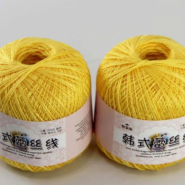 Luxurious 2ballsx50g Hand DIY Wear Cotton Lace Crochet Shawl Knitting Yarn 15