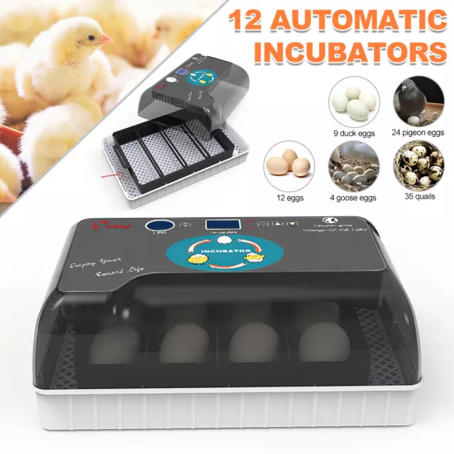 12 Egg Incubator Temperature Control Turning Chicken Hatcher Automatic Digital