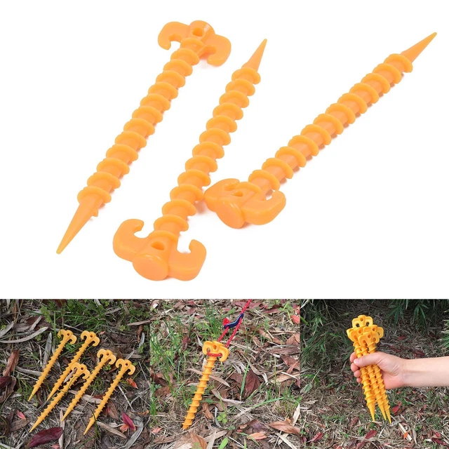 30 Piquets De Tente En Plastique Jaune – Forme Spirale, 14,5 Cm, Légers Et Résistants