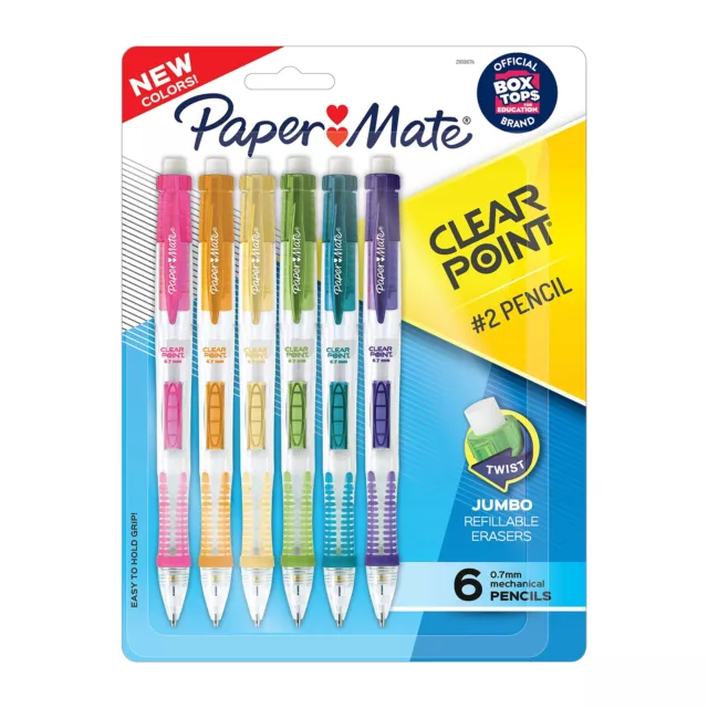 Clearpoint Mechanical Pencils, HB 2 Lead (0.7mm), Assorted Barrel Colors, 6 C...