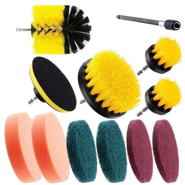 12 Pcs 5" Drill Brush Cleans and Polishes Polishing Pad Adapter Set