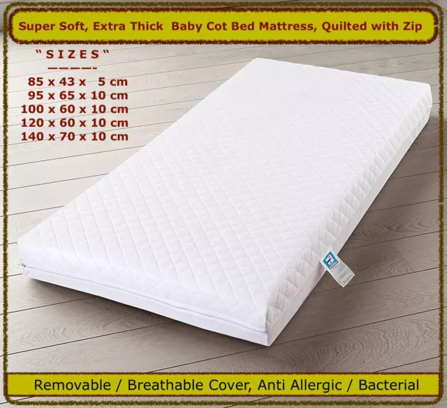 SUPER SOFT HIGH QUALITY BABY TODDLER COT & COT BED CRIB MATTRESS - All Sizes