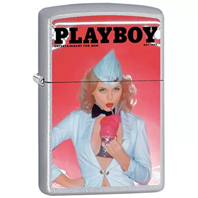 Zippo Playboy Cover May 1977 Pocket Lighter, Satin Chrome, One Size