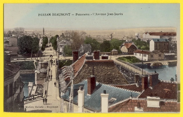 cpa 95 - PERSAN BEAUMONT sur OISE Panorama L'AVENUE JEAN JAURÈS ponts