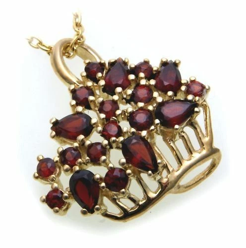 Pendentif Grenat En Or Jaune 333/8kt - Or Véritable - Neuf Avec étiquettes - Fabrication Allemagne
