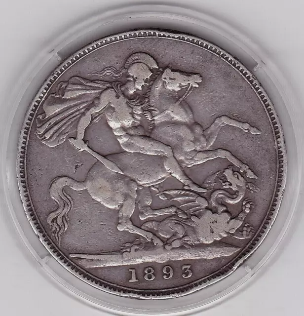 1893  Queen  Victoria  Large  Crown   Coin  (92.5%  Silver)