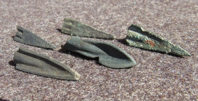 5 Old Original Ancient Scythian-Sarmatia Barbed Combat arrowhead 7-4 BC #2