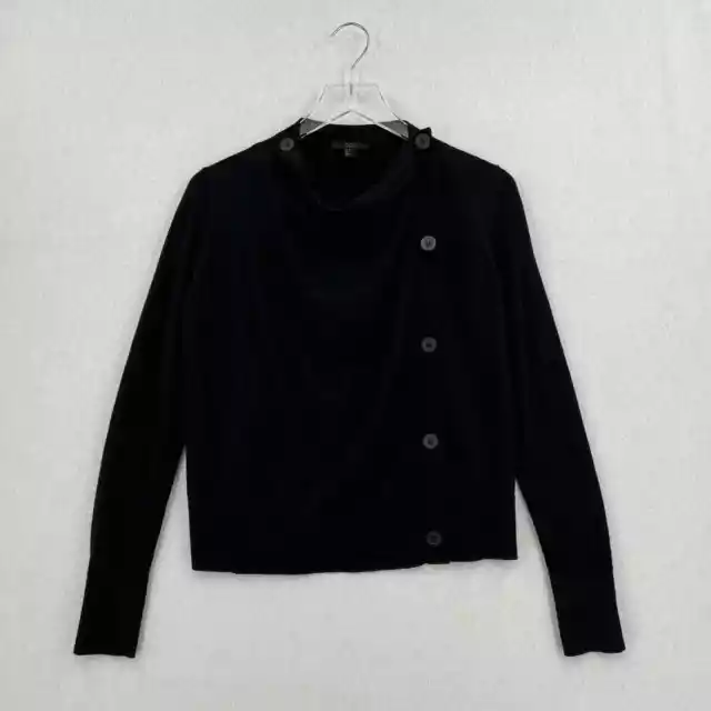 COS Sweater Womens XS Black Draped Merino Wool Cardigan Asymmetrical