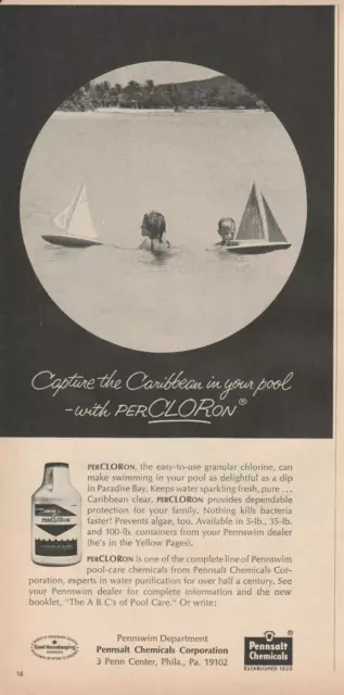 1964 Pennsalt Chemicals Print Ad 1960s Capture the Caribbean in Your Pool