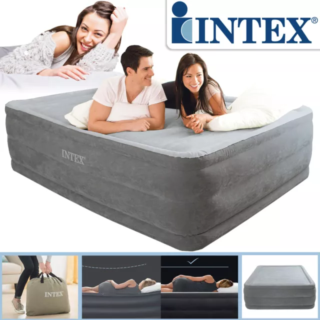 Luftbett Comfort Queen + Pumpe selbstaufblasend Gästebett 203x152x46cm von INTEX