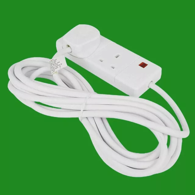 2x 6m Blanc 2 Voie Extension Câble Plomb 13A 3 Broche Prise UK Avec Néon