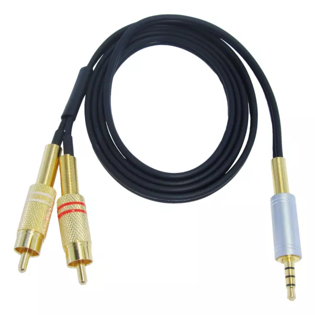 2x RCA Phono to 3.5 mm TRRS Microphone Recording Lead - DJ Mixer Streaming Cable