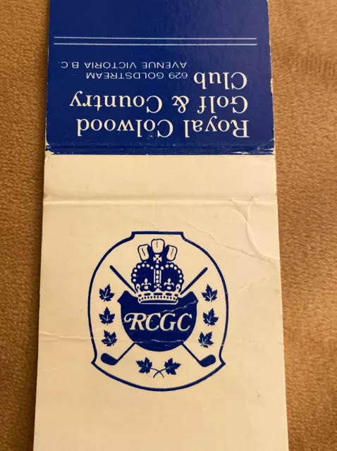 Vintage Matchbook Cover, Royal Colwood Golf & Country Club Victoria B.C.  CHC