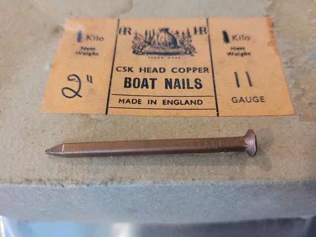 Square Cut Copper Boat Nail 2 Inch 11 Gauge 1000 Grams  1 Kilo  2.3 LB  Appr 250