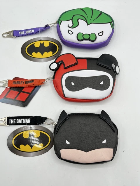 Portafoglio Batman Joker Harley Quinn Borsa Monete Bambini Zippata DC Comics Eroe