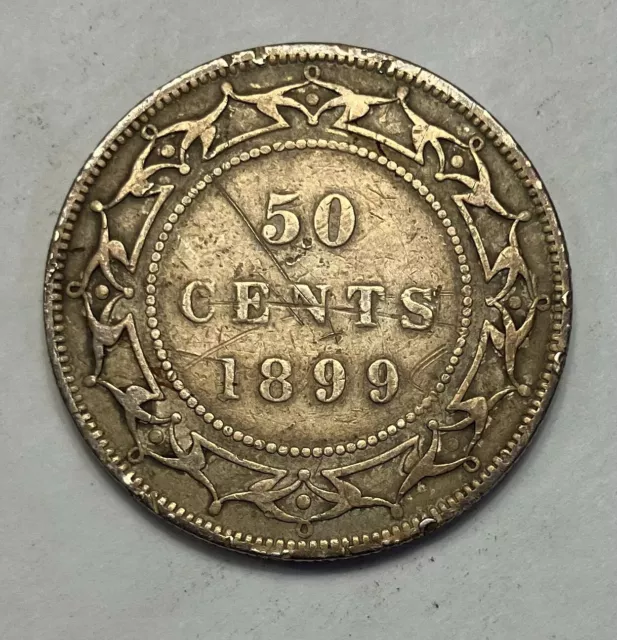 1899 Newfoundland Silver 50 Cents Narrow 99