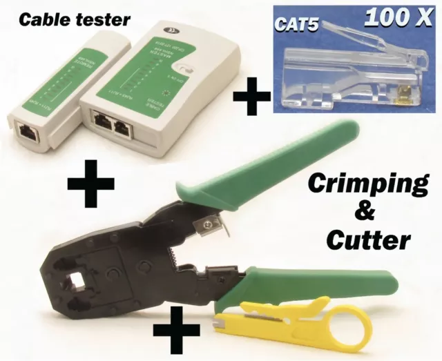 Rj45 Crimping Tool Kit Set For CAT5/CAT6 Lan Cable Tester Network Repair Tools N