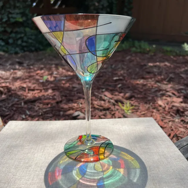 Romania Royal Danube Crystal Martini Stemware Stained Glass Pattern - Vintage