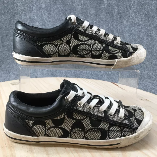 Coach Shoes Womens 9.5 B Barrett Signature Sneakers Black Canvas Low Top  Casual