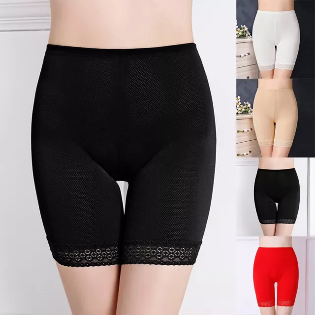 High Waist Stretch Shorts with Delicate Lace Details Women's Safety Underwear