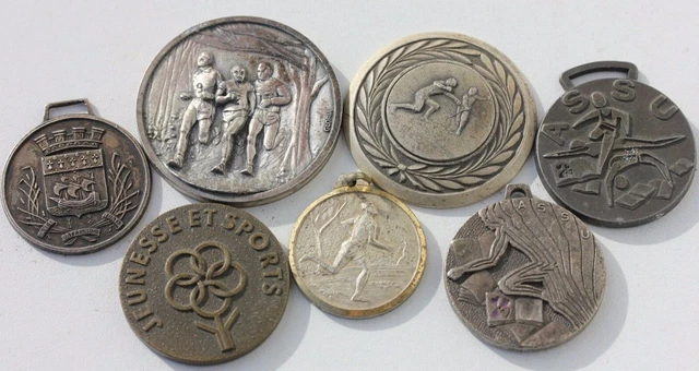 Lot De 8 Médailles Sportives Anciennes - Belgique - Années 50 - 84 Gr