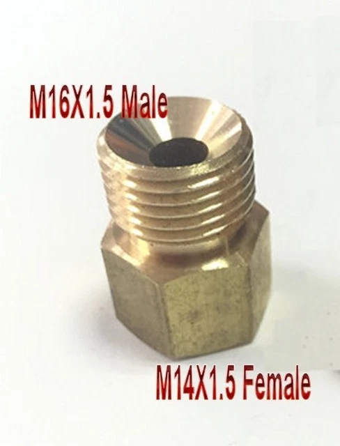 Adaptateur Réducteur Laiton M16x1.5 Femelle Vers M14x1.5 Mâle - Pour Raccord Hydraulique, Pneumatique, Carburant