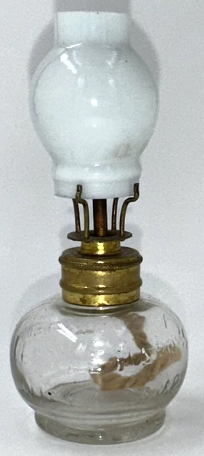 Antique Miniature Oil LITTLE HARRY'S NIGHT LAMP + Burner Chimney 1877 Smith 1-15